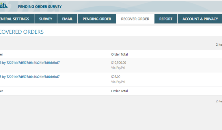 recover order