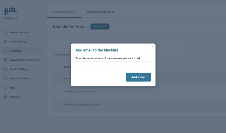 Blacklisted emails