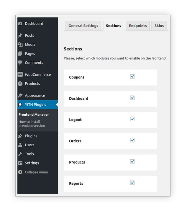 Enable sections