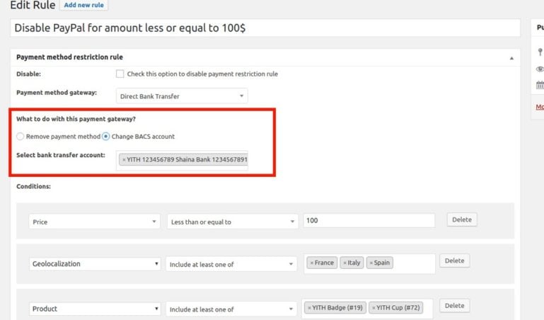 Change BACS account