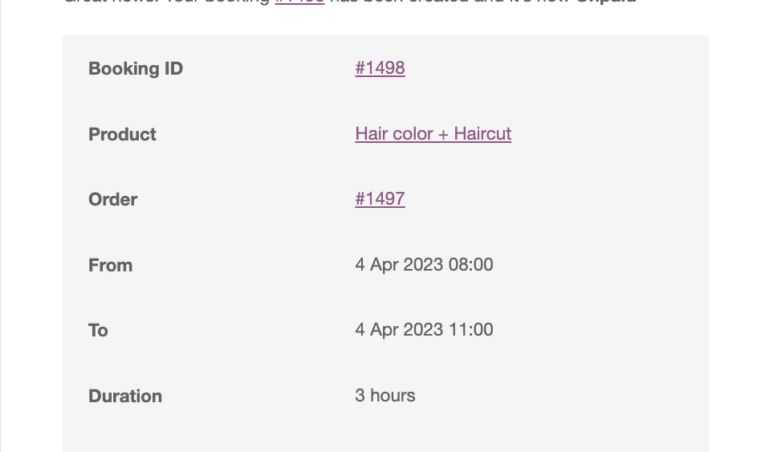 Email - New booking
